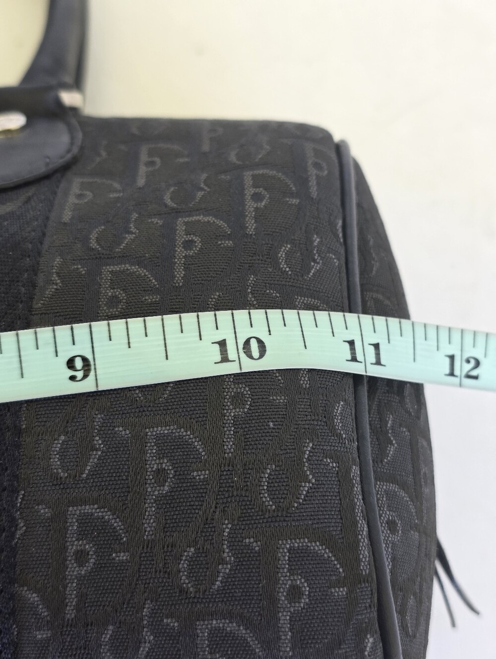 Christian Dior Trotter Monogram Boston Satchel Black Canvas Leather Handbag - Picture 6 of 13
